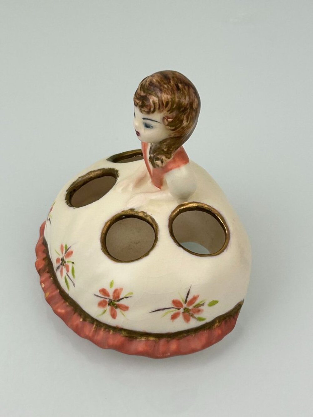 Vintage 1960s Girl Ceramic Pottery Lipstick Holder Vanity Artist Dated MCM Lady - Picture 11 of 16